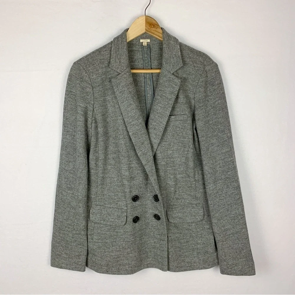 J. Crew Gray 100% Wool Sweater Blazer Relaxed Neutral Travel Capsule Wardrobe